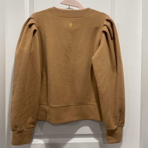 Dudley Stephens Kelly Puff Sleeve Cardigan Camel Vello Fleece Size XS - Picture 7 of 8